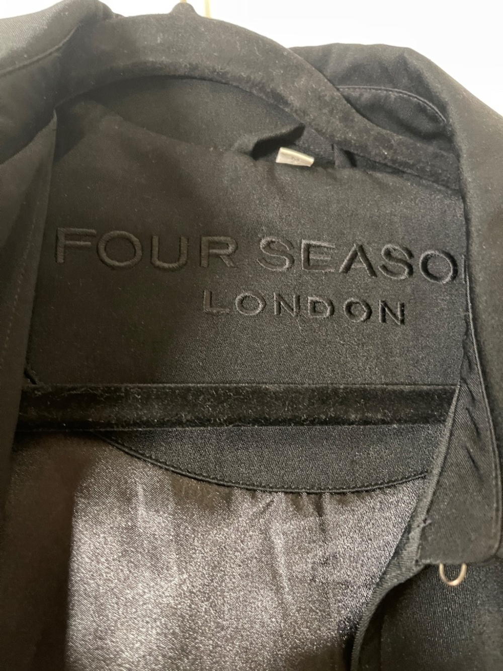Four seasons london black long trench coat women M - Picture 9 of 12